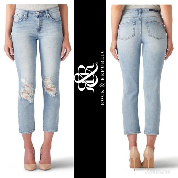 Rock & Republic Denim - HP⬇45 NWOT Rock&Republic Kaia Ripped Crop Jeans 12
